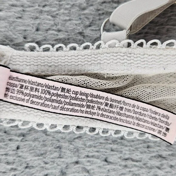 Victorias Secret Bra Womens 36D White Dream Angels Lined Demi Lace Underwire - Picture 12 of 16